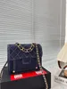 Новая модная сумка через плечо «Песочные часы» Джинсовая сумка Кошелек Холст Джинсы Сумки на ремне с цепочкой Модная пряжка с буквенным принтом Серебряная фурнитура Кошелек-клатч с клапаном