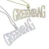 Очень большой хип-хоп мужские ювелирные изделия MoneyBag Bail Full Paved 5A CZ Iced Out Bling Letter Green Bag Подвеска Ожерелье 240311