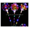 Autres fournitures de fête festive 24 pouces hélium transparent LED ballon clignotant Bobo avec autocollants plumes de dessin animé paillettes pour Festiv Dhpwy