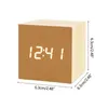 Other Clocks Accessories Wooden Digital Alarm Clock with Temperature Cube Art Ornaments Decoration Supplies USB/AAA Powered Electronic Desktop ClocksL2403