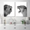 2 pezzi Tela Pittura Leone e Leonessa Poster Animale Wall Art Stampa Immagine Nero Bianco Boschi per Soggiorno Home Decor1254t