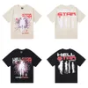 ファッションブランドHellStar2024 New Man Shirt Abstract Character Print Rap Insカジュアルな短袖Tシャツの男性と女性向け