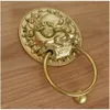 Chinese Folk Feng Shui Old Bronze Copper Foo Fu Dog Lion Head Door Knocker3434