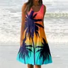 Casual Dresses Women's Summer Round Neck Sleeveless Loose Beach Skirt Fashion Print Dress Vestidos Para Mujer Elegantes Y Bonitos