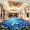 Custom 3D Floor Mural Wallpaper Wall Papers Home Decor Modern Dolphin ocean Living Room Bedroom Bathroom Floor Sticker PVC270N