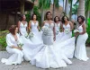 2024 Elegant spaghetti sjöjungfru brudtärna klänningar billiga djupa v hals afrikansk bröllop gäst klänning billig lång prom evenig miad av hedersklänningar