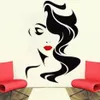 Wall Decal Beauty Salon For Lady's Red Lips Vinyl Sticker Home Decor Hairdresser Hairstyle Hair Hairdo Barbers Window Decal256L