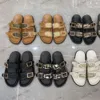 Graphy Sandals jacquards slides LOGO sandal slingbacks summer shoes double buckles leather slide beige brown vintage italy fashion clog strap mules raffia slider