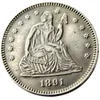 Monety amerykańskie 1891 P O SEated Liberty Quater Dollar Srebrny plated Craft Copy Monety Mosiężne ozdoby domowe akcesoria 235L