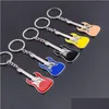 Schlüsselanhänger Lanyards Musikinstrument Gitarre Schlüsselbund Emaille Schlüsselanhänger Halter Tasche hängt Modeschmuck Promotion Geschenk Schwarz Rot BL DHYXG