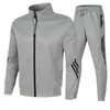 Spring and Autumn Mens Stand Collar Zipper Sports Suit Tide Brand Two-piece Sportswear Customized