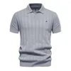 Polos pour hommes 2024 Summer Polo en tricot côtelé pour hommes respirant et cool marque qualité hommes chemises texturées