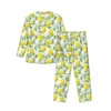 Men's Sleepwear Lemon Tree Pajamas Male Flower Floral Print Romantic Home Nightwear Spring 2 Pieces Casual Oversized Custom Pajama Sets