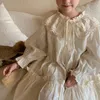 Style coréen Printemps Automne Enfants Filles Robe Revers Dentelle Imprimer À La Mode Enfants Manches Longues Robes De Princesse H1512 240301