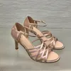 Zapatos de vestir sexys para mujer, sandalias con cinturón cruzado y tacón de aguja, zapatos de boda con hebilla ajustable en el tobillo de charol, zapatos de fiesta, color rosa y blanco.