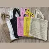 Sacs de courses tissés creux en maille à la mode, fourre-tout en paille d'été, sac à bandoulière 6 couleurs 273O