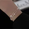 Link Bracelets Fashion Silver Color Double Layer Star Bracelet & Bangle For Women Korean Simple Bead Chain Adjustable Charm Party Gift