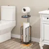 Toilet Paper Holder Stand Bathroom Tissue Roll Storage with Shelf and Reserve for Holds Wi 240301