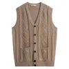 Mode Vneck poches tricotées plis Allmatch gilet pulls hommes vêtements 2023 automne hiver lâche coréen pulls décontracté hauts 240312