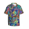 Мужские повседневные рубашки, винтажная гавайская рубашка с цветочным принтом, мужская рубашка для отпуска, милый красочный принт с коротким рукавом, уличный стиль, крутые блузки большого размера