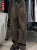 Женские джинсы ULXH, повседневные широкие леопардовые брюки с высокой талией Y2k, женские мешковатые джинсовые брюки 2024, модная уличная одежда, прямые ретро