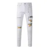 Purple Brand Jeans American High Street Blanc Patché Trou 9046