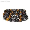 Bracelet naturel noir obsidienne hématite perles d'oeil de tigre bracelets hommes pour la santé magnétique perte de poids bracelet tressé femmes bijoux ldd240312