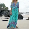 Fashion Spring Summer Long Bohemian Beach Dres Half Sleeve Vintage Retro Floral Maxi Dresses Vestidos Mujer sundress 240308