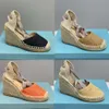 espadrillas sandali zeppe tacchi scarpe da donna firmate sandali con tacchi alti intrecciati sandali estivi con plateau e suola spessa 536