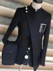 Erkekler Suits İtalyan Tarzı Stand yakalı erkekler için 2 PCS düğün damat smokin iş ceket pantolon erkek moda özel