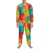 Pyjamas pour hommes Imprimer Pyjamas Hommes Abstrait Girly Rose Confortable Nuit Nuit Printemps 2 Pièces Rétro Oversize Design Costume À La Maison