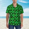 Men's Casual Shirts Cool Neon Shamrock Vacation Shirt Men Leaves Print Hawaiian Short-Sleeve Vintage Oversize Blouses Birthday Present