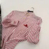 Summer Designer Shirts Women Shirt Lapel randig långärmad kappa toppar modebrev broderi grafisk skjorta rosa randig blus