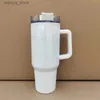 Canecas Novo copo de aço inoxidável de sublimação de 40 onças com alça colorida tampa palha grande capacidade caneca de cerveja garrafa de água ao ar livre copo de acampamento copos isolados a vácuo