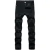 Jeans hommes rétro noir pantalon Stretch trou déchiré coupe ajustée haute qualité mode décontracté Denim pantalon 737 2