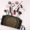 Cosmetic Bags Flower Of Life Mandala Black Gold Bag Women Sacred Geometry Makeup Toiletry Organizer Ladies Beauty Storage Dopp Kit