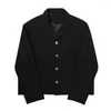 Giacche da uomo stile avant-garde Y2K moda High Street semplice giacca con colletto piccolo per uomo e donna autunno