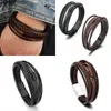 Frisado na moda pulseiras de couro masculino aço inoxidável multicamadas trançado corda pulseiras para masculino pulseiras jóias pulsera hombrel24213