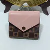 NUOVO marchio di lusso 2024 Portafogli con chiusura di design classico Portafoglio Zoe in marrone DONNA Piccola pelletteria All'interno della borsa con cerniera Borsa corta con portacarte scatola originale