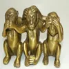 Collection Brass Voir Parler N'entendez Acun Mal 3 Statues de Singe grand291L