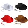 Berets 652f Leichte Feste Farbe Fedora Hüte für Frauen Männer dicke Stoff Cowboykappe mit Brim Western Jazz Locker angefühlt