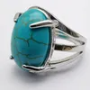 Bagues de cluster Vert Turquoise Pierre Ovale Perle GEM Bague Bijoux Taille 8-9 X261