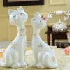 Maneki Neko Decor Home Cat Craft Dekoracja pokoju ceramiczna ornament porcelanowe zwierzęcy figurki Fortune Cat Creative Wedding Gifts3078