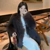 New Car Winter 2023 Stripe Fox Fur Grass Women's Korean Edition Mid Length Youth Coat Casual Loose 3