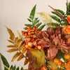 Decorative Flowers Promotion! Thanksgiving Day Door Wreath Artificial Silk Flower Pumpkin Berry Manmade Garland Cloth Rattan Material Home