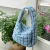 HBP Non-Brand 2024 بالجملة الجديدة على الطراز الكوري الجديد مطوي نايلون Hobo Mini Hand Bag Womens Trend Clutch Plaid Macaron Color Puff Cloud حقيبة يد