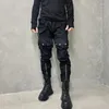 Pantaloni da uomo Tasca nera con cerniera Cargo Motociclista Moda Avant-Garde Techwear Style Uomo e donna Casual Tappered