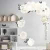Peônia branca lindas flores adesivos de parede para sala de estar decalque de parede do berçário do bebê murais decoração pôster murais333z