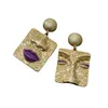 Designer-Vintage-Ohrringe für Frauen in Europa und Amerika, Vintage-Mode, goldene Gesichts-Relief-Ohrstecker, personalisierte geometrische asymmetrische Ohrringe