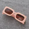 Luxury Brand Sunglasses Children Pearl Frame Retro Rivet Summer Girls Goggles Visor Mirror UV400 NX 240226